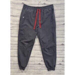 FIGS Womens Zamora Jogger Scrub Pant Sz Large Tall Gray Red Cargo Hospital Lab